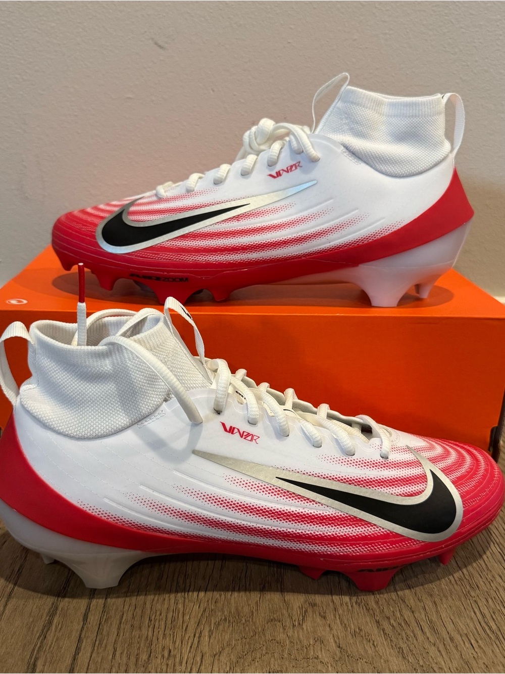 Nike Zoom Air Vapor Pro 1 Football Cleats Red White